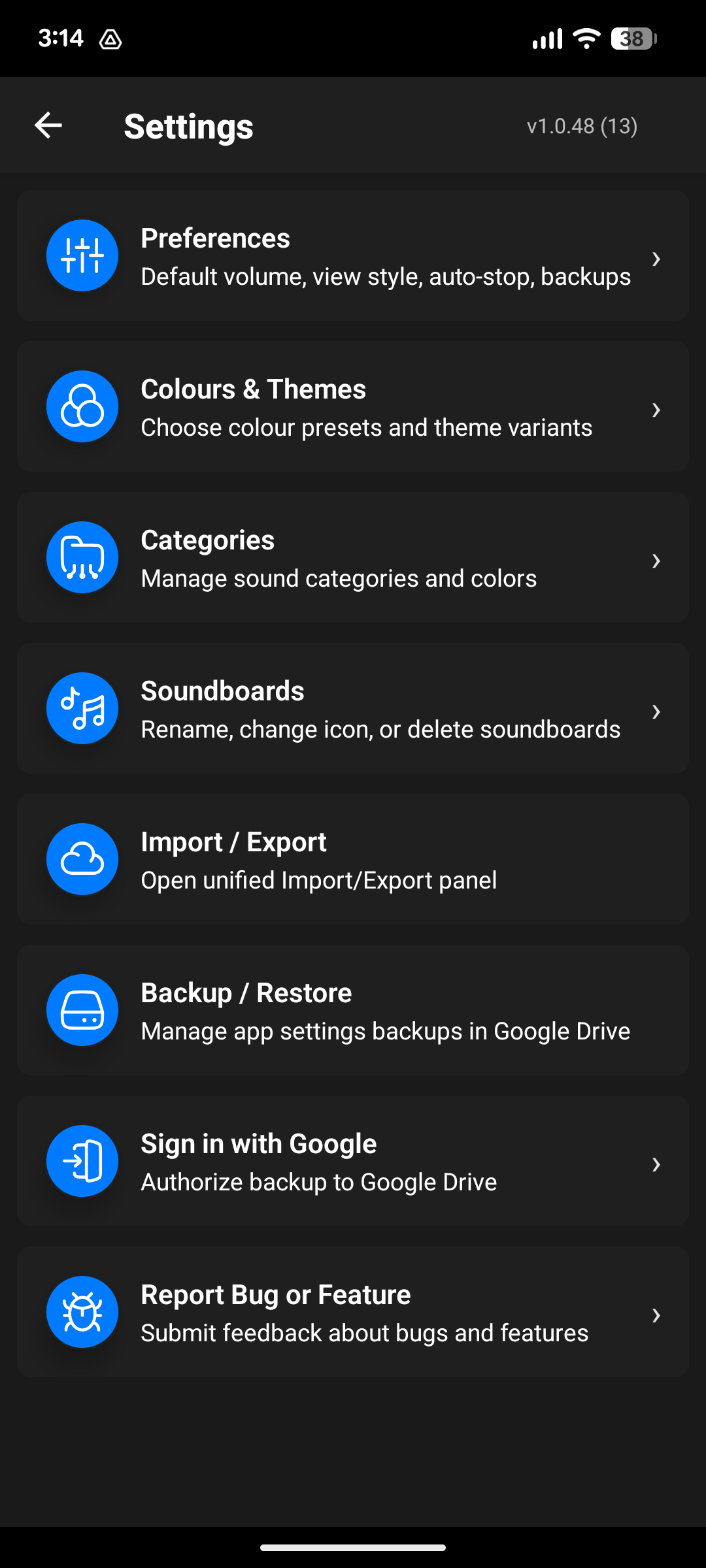 SoundBoard App - Full-featured settings